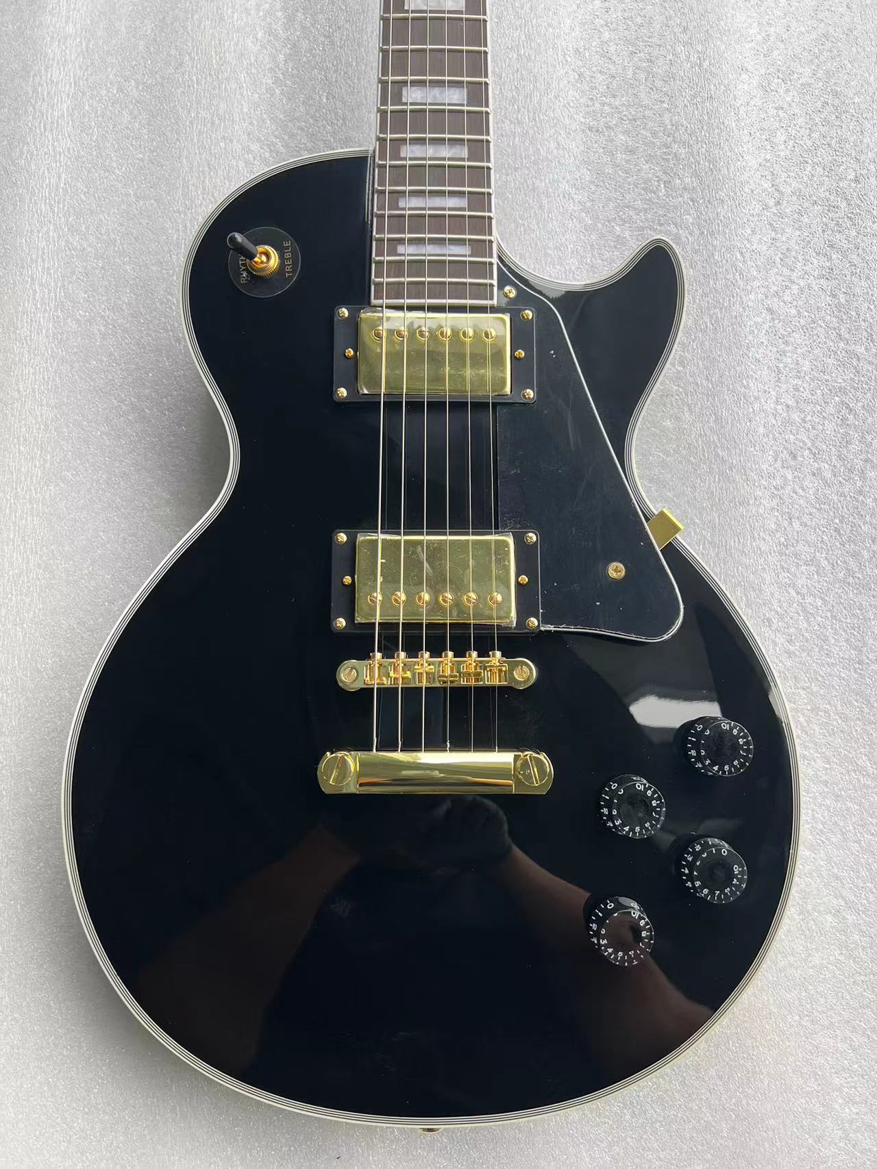 DIY custom LP black guitar